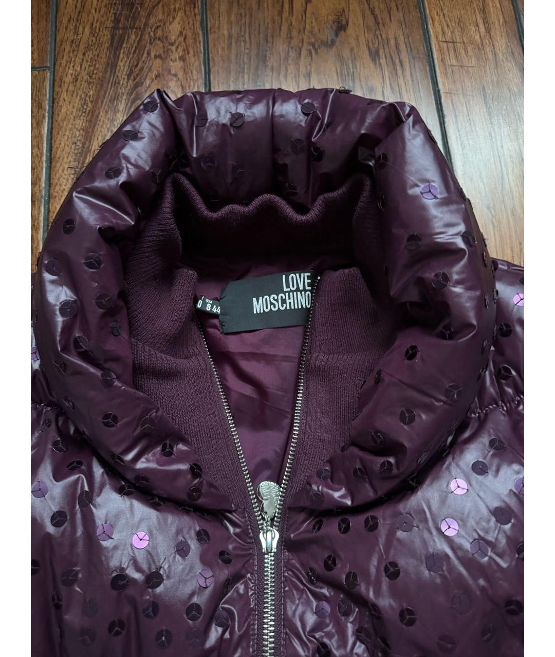 LOVE MOSCHINO Бордовый полиамидовый пуховик, фото 3