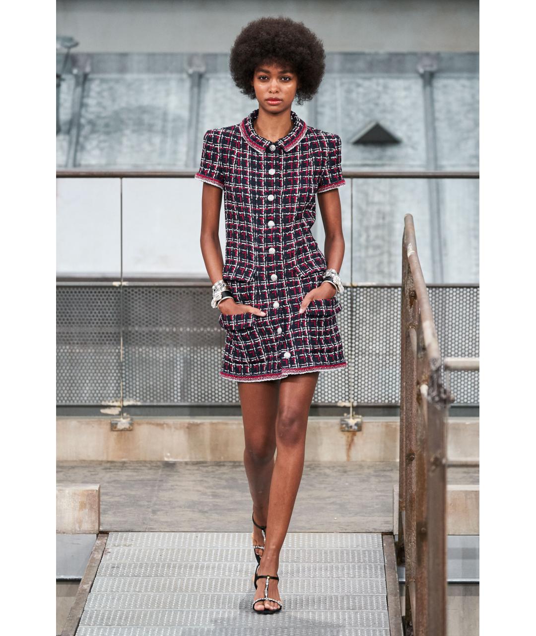 CHANEL Темно-синее твидовое платье, фото 2