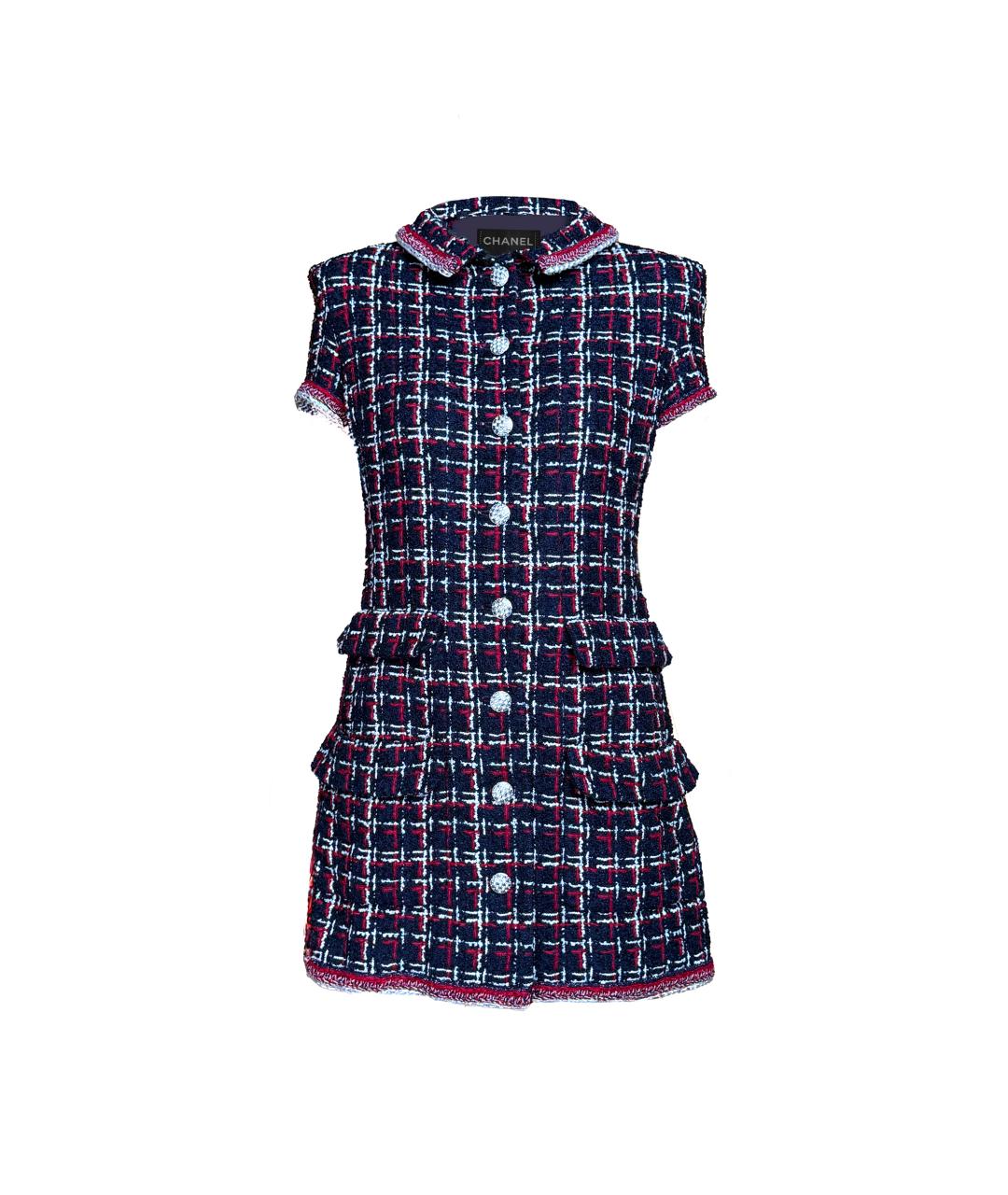 CHANEL Темно-синее твидовое платье, фото 4