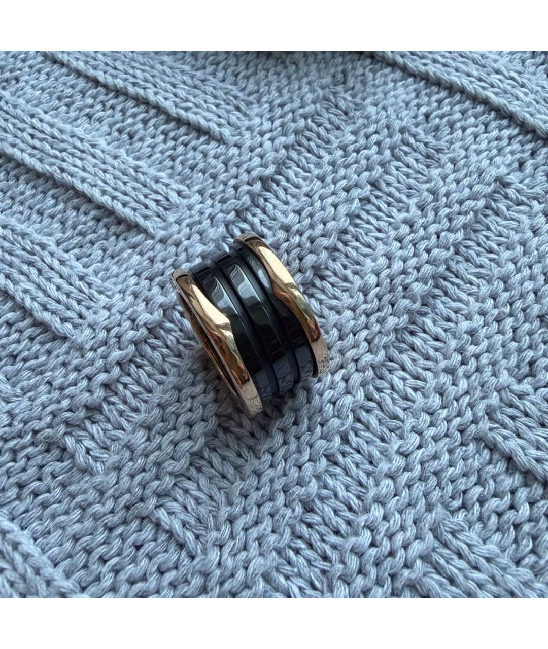 BVLGARI Черное кольцо из розового золота, фото 5