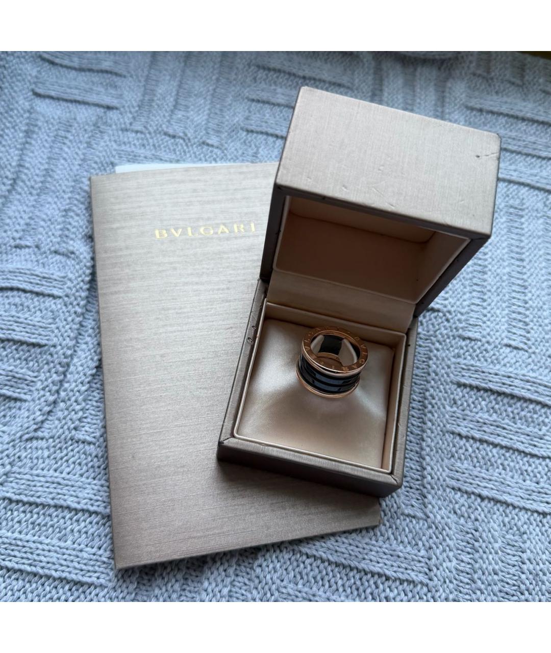 BVLGARI Черное кольцо из розового золота, фото 2