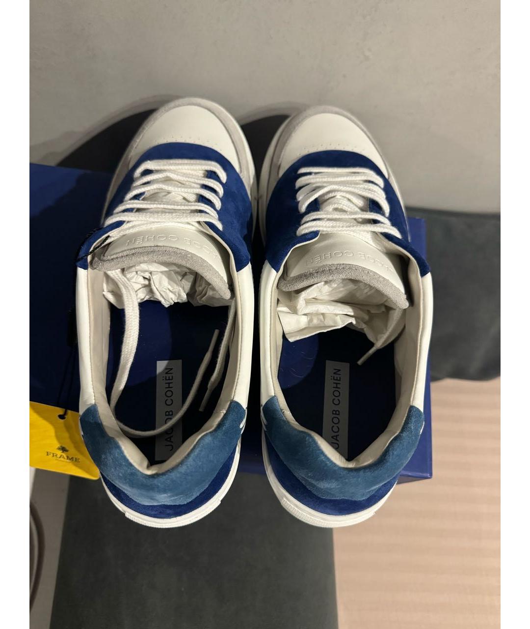 JACOB COHEN Синие кожаные низкие кроссовки / кеды, фото 4
