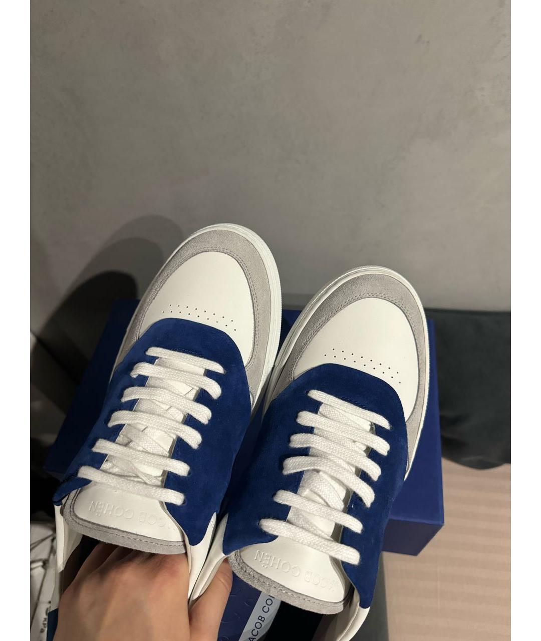 JACOB COHEN Синие кожаные низкие кроссовки / кеды, фото 3