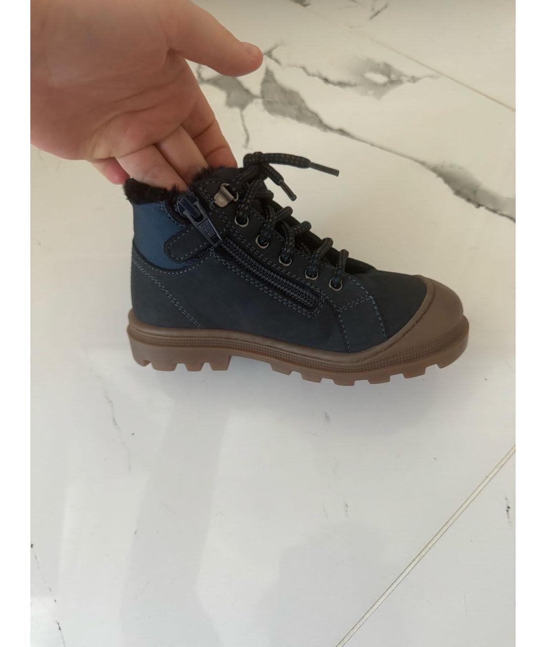 BIKKEMBERGS Темно-синие кожаные ботинки, фото 7