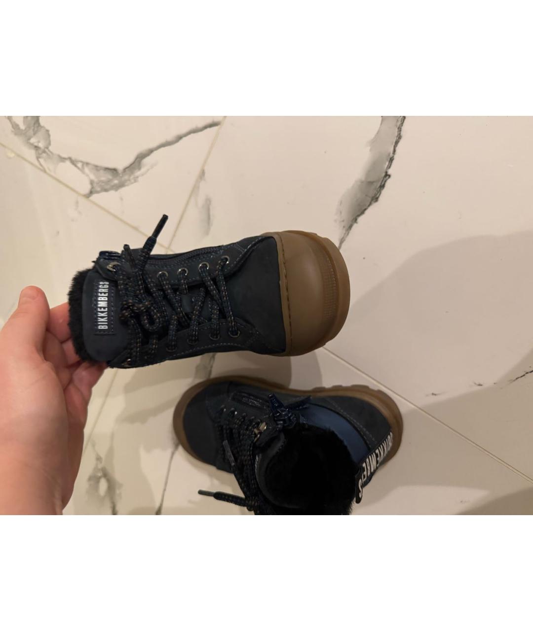 BIKKEMBERGS Темно-синие кожаные ботинки, фото 4