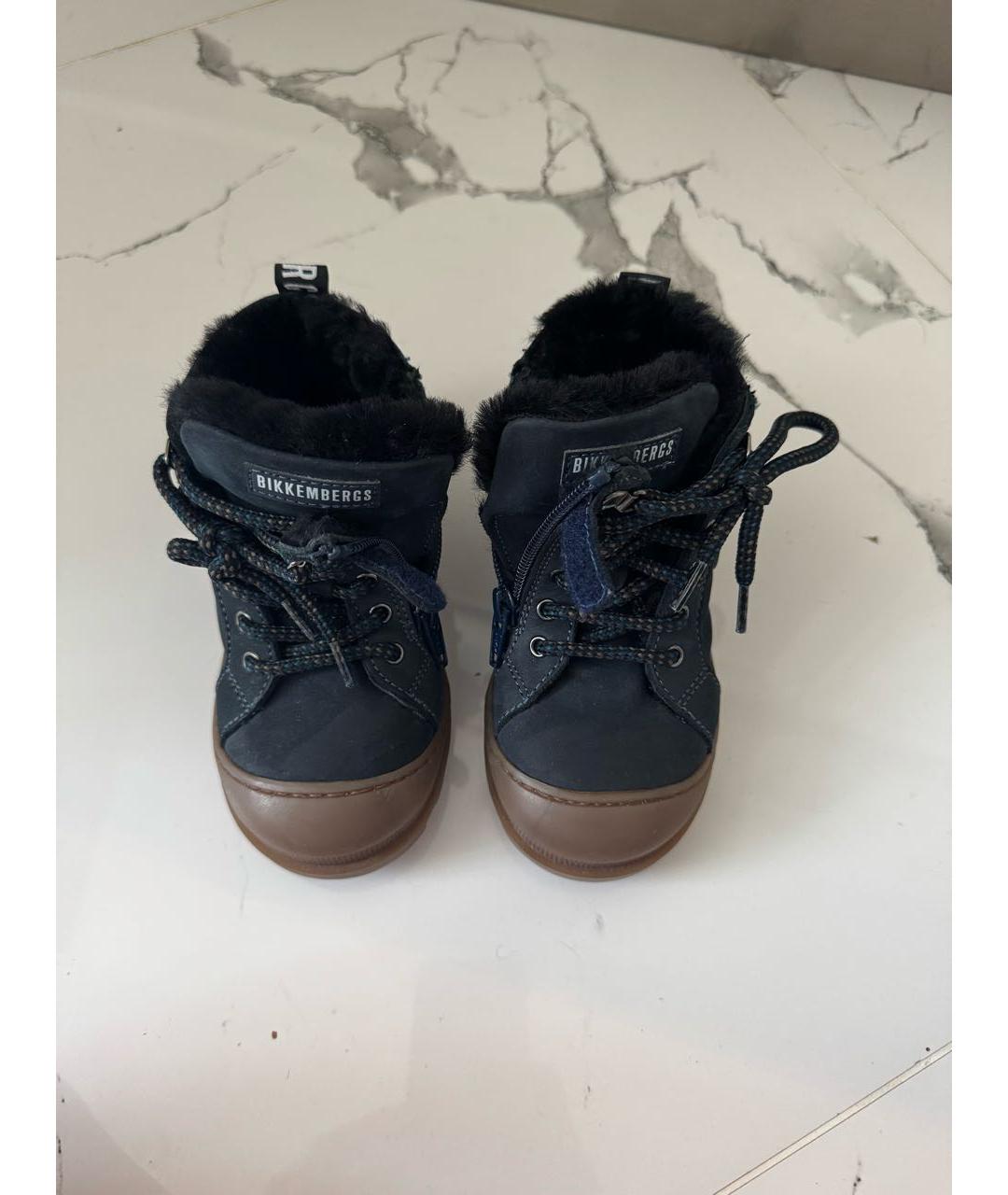 BIKKEMBERGS Темно-синие кожаные ботинки, фото 2