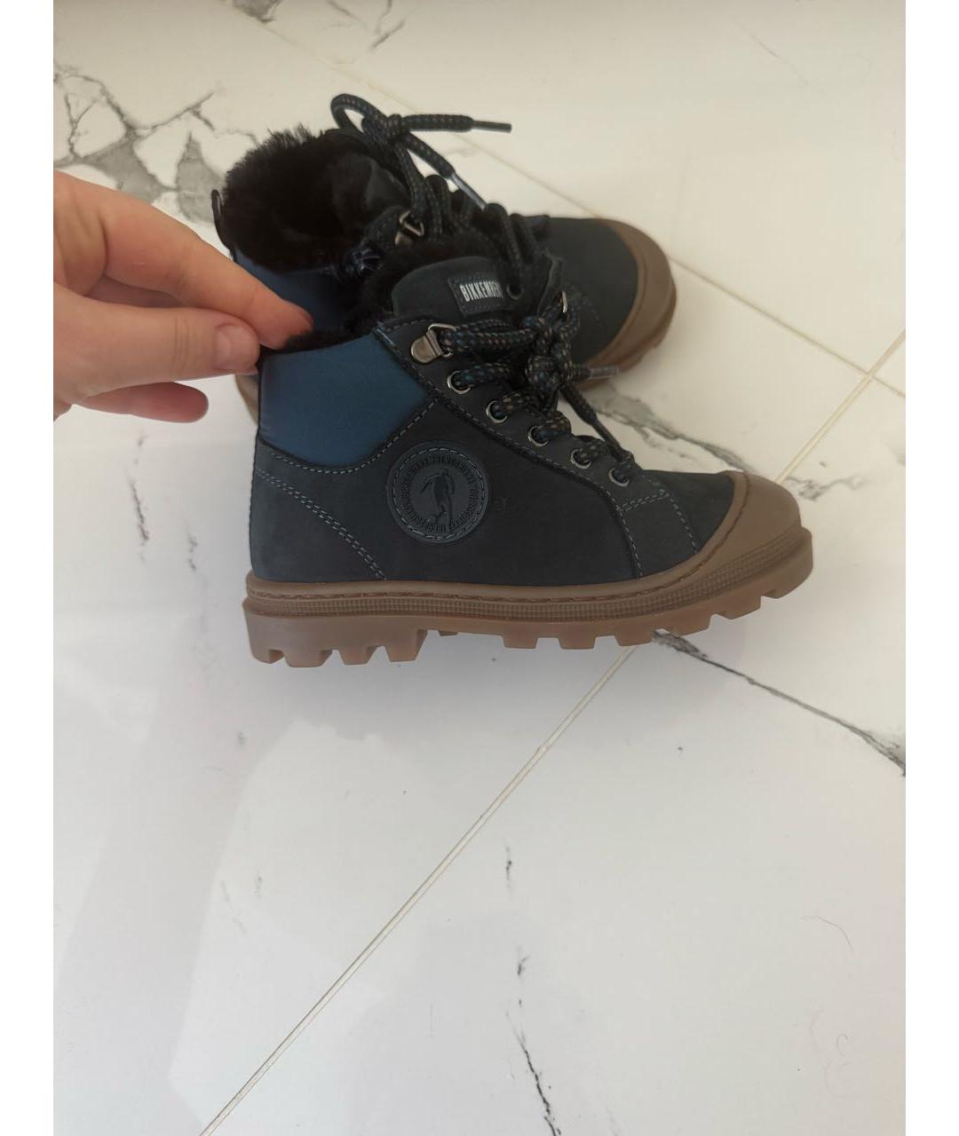 BIKKEMBERGS Темно-синие кожаные ботинки, фото 6