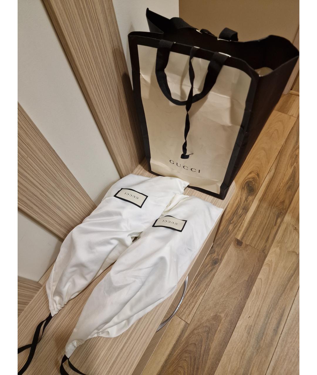 GUCCI Белые кожаные низкие кроссовки / кеды, фото 8