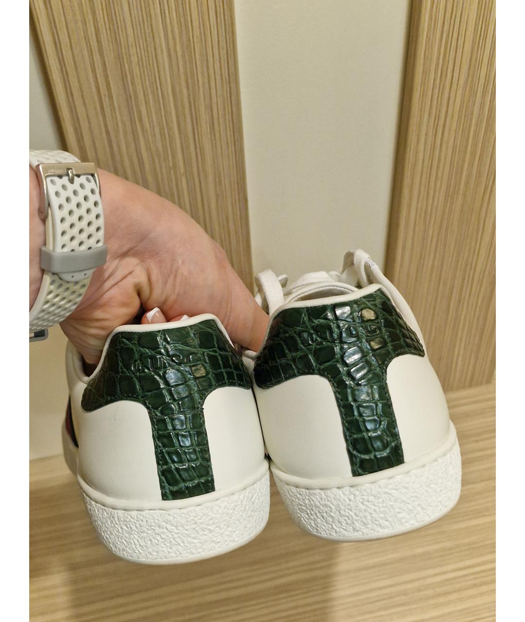 GUCCI Белые кожаные низкие кроссовки / кеды, фото 4