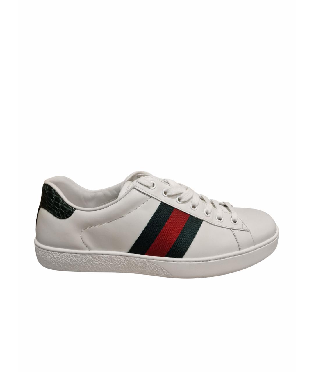 GUCCI Белые кожаные низкие кроссовки / кеды, фото 1