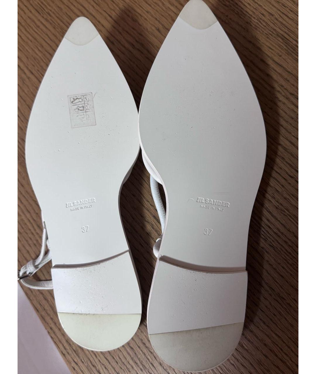 JIL SANDER Белые кожаные босоножки, фото 5