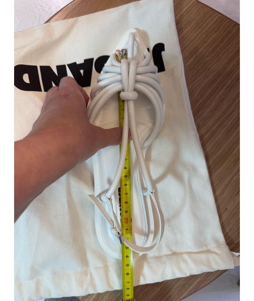 JIL SANDER Белые кожаные босоножки, фото 6