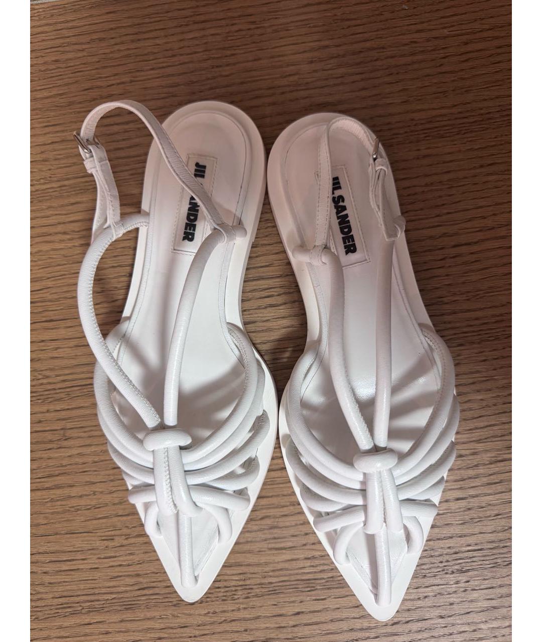 JIL SANDER Белые кожаные босоножки, фото 2