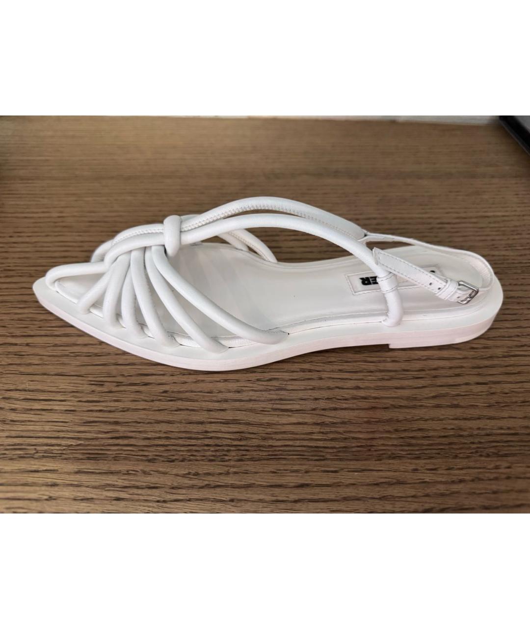 JIL SANDER Белые кожаные босоножки, фото 7