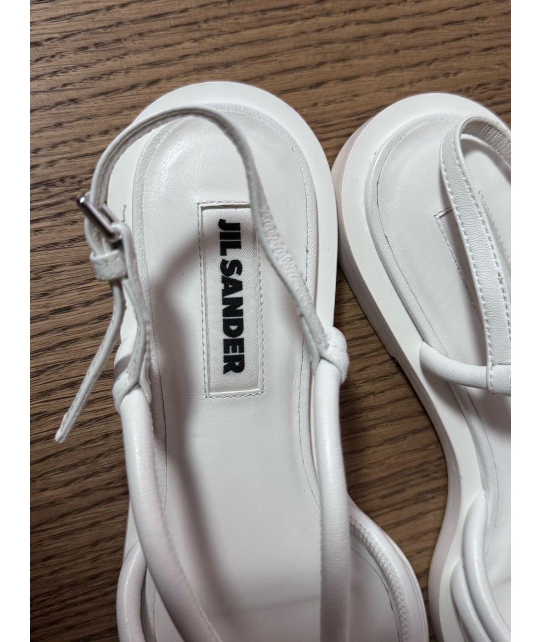 JIL SANDER Белые кожаные босоножки, фото 4