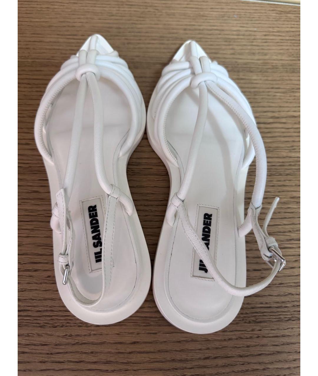 JIL SANDER Белые кожаные босоножки, фото 3