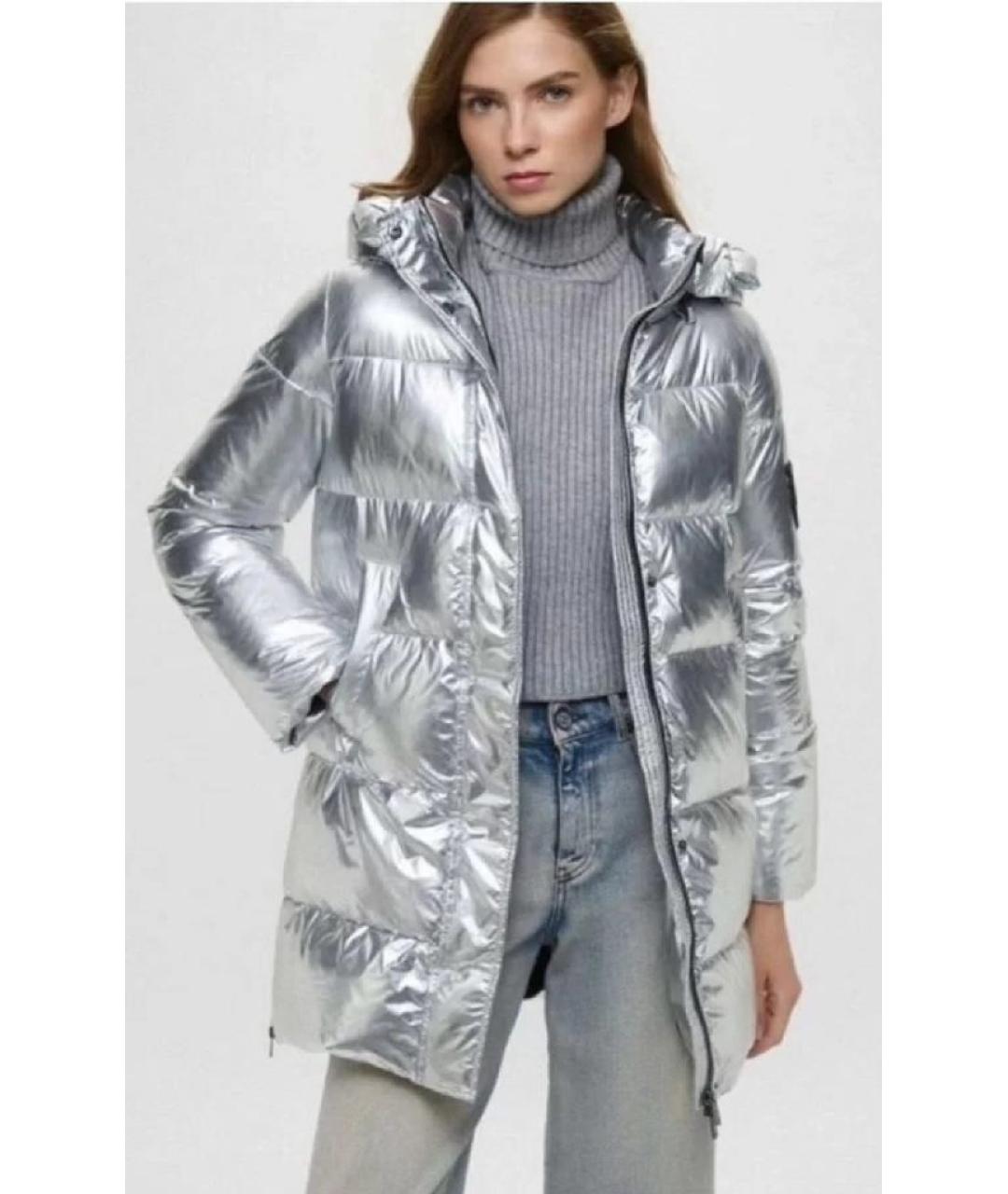 PINKO Серебрянный полиэстеровый пуховик, фото 6