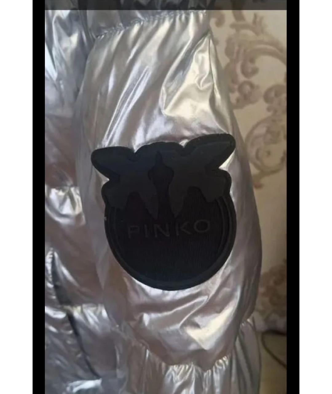 PINKO Серебрянный полиэстеровый пуховик, фото 4