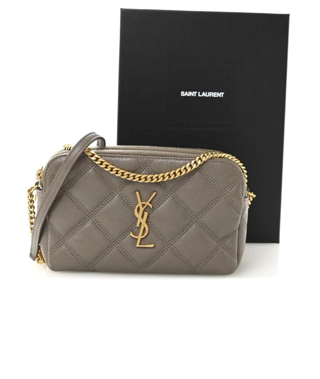 SAINT LAURENT Бежевая кожаная сумка через плечо, фото 2