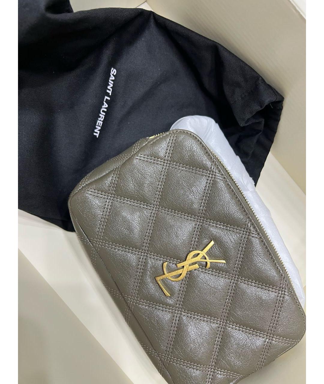 SAINT LAURENT Бежевая кожаная сумка через плечо, фото 3