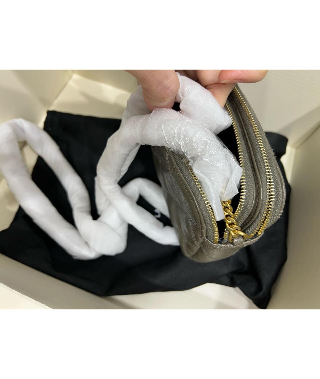 SAINT LAURENT Бежевая кожаная сумка через плечо, фото 4