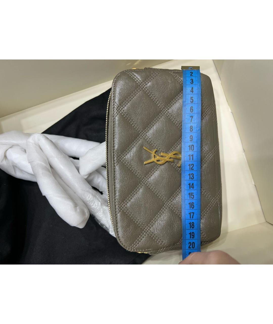 SAINT LAURENT Бежевая кожаная сумка через плечо, фото 6