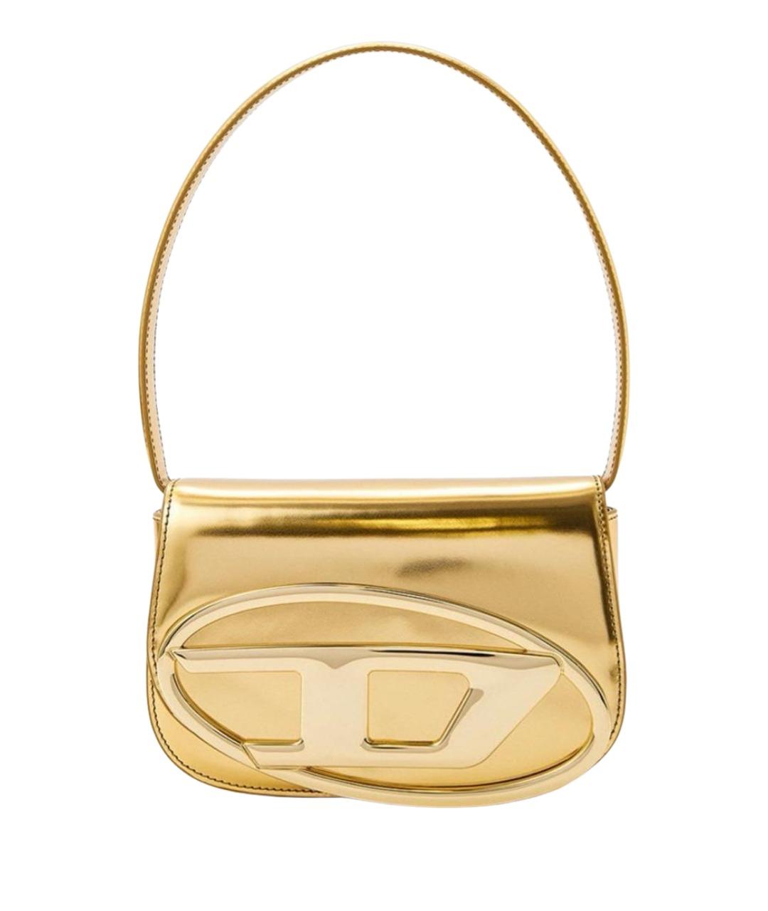 DIESEL Золотая сумка с короткими ручками из лакированной кожи, фото 1