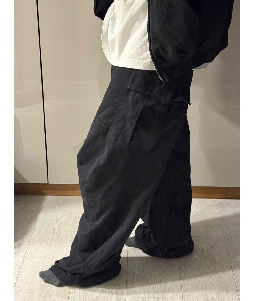 BALENCIAGA Черные хлопковые повседневные брюки, фото 3