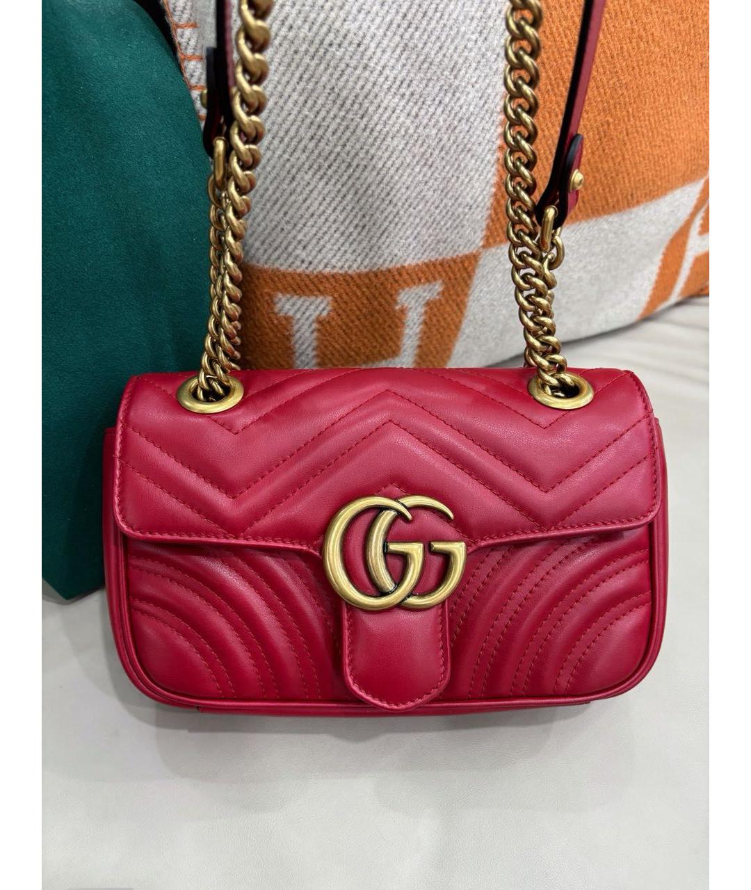 GUCCI Красная кожаная сумка через плечо, фото 8