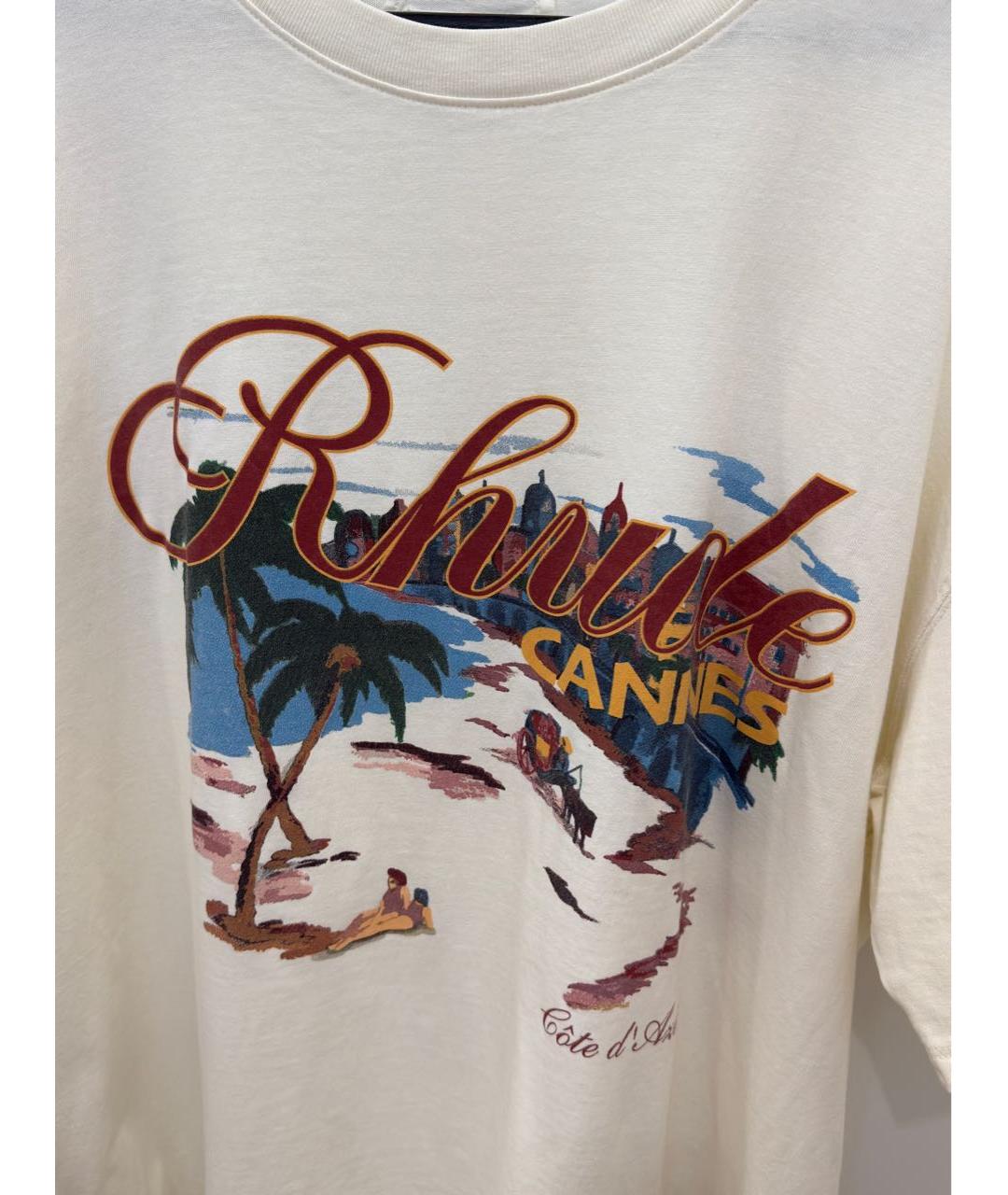 RHUDE Бежевая хлопковая футболка, фото 3