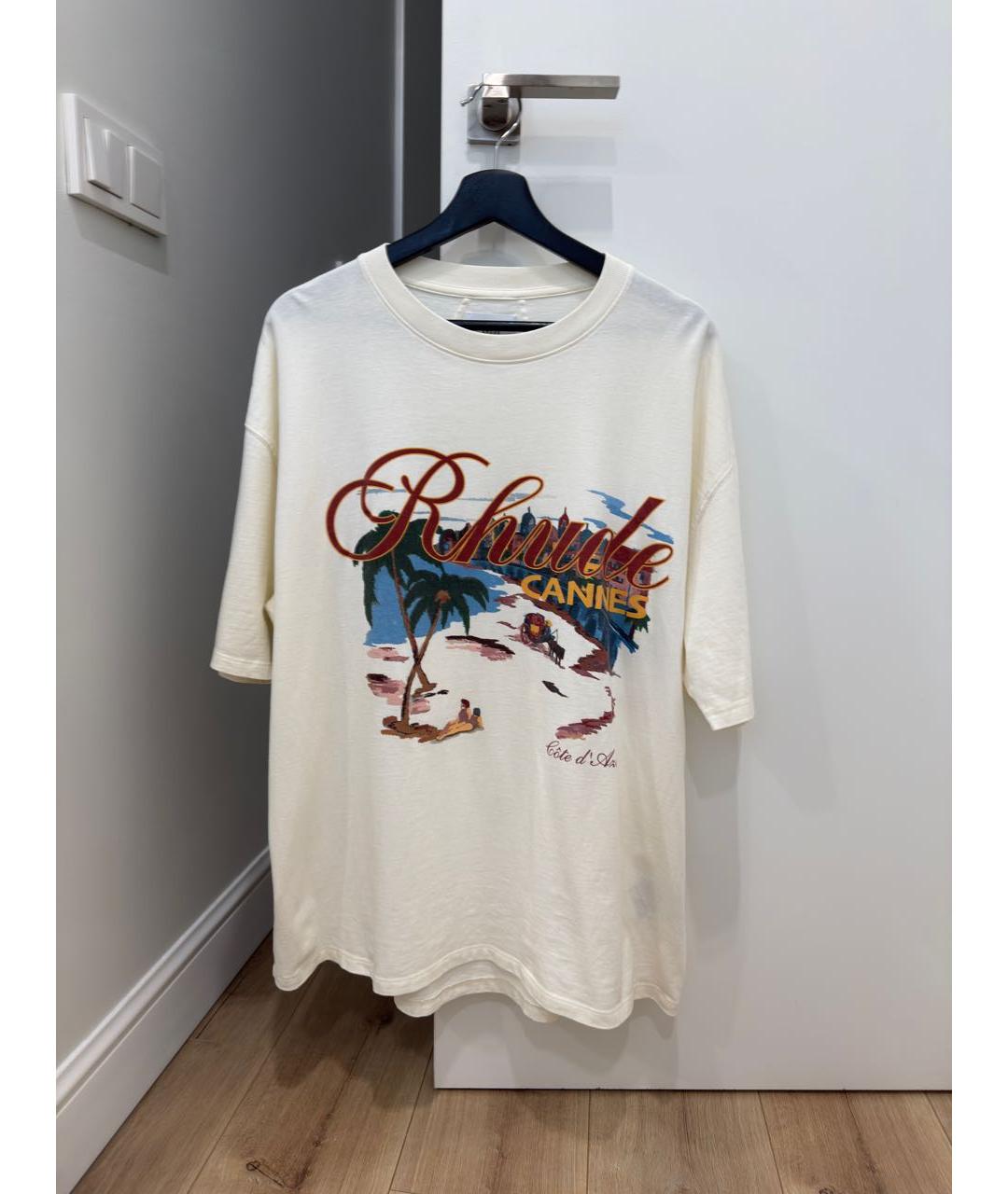 RHUDE Бежевая хлопковая футболка, фото 7