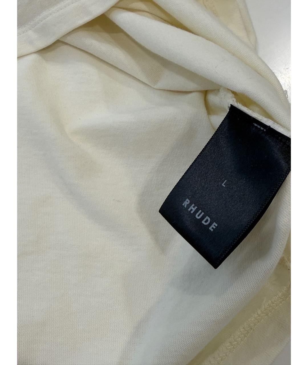 RHUDE Бежевая хлопковая футболка, фото 6