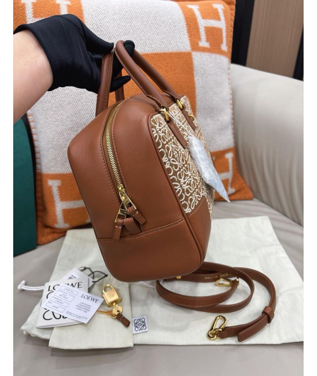 LOEWE Коричневая кожаная сумка через плечо, фото 3