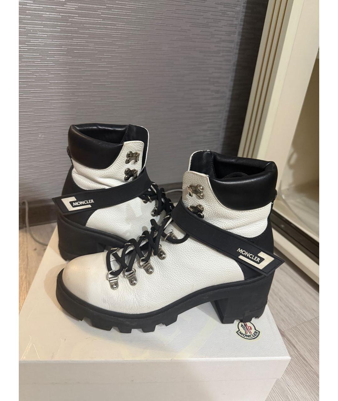 MONCLER Белые кожаные ботильоны, фото 4