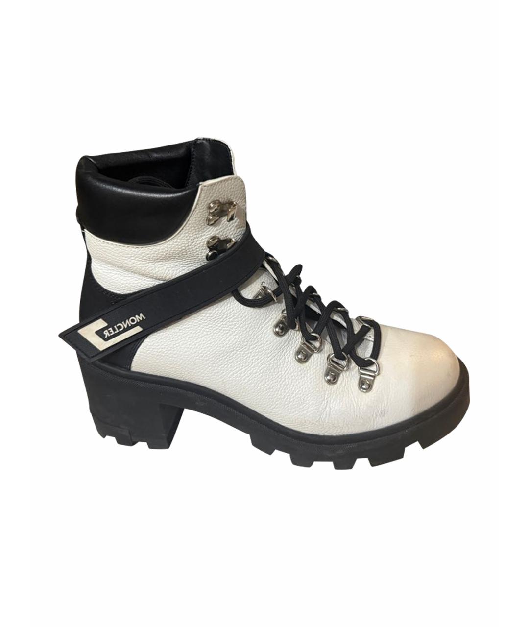 MONCLER Белые кожаные ботильоны, фото 1