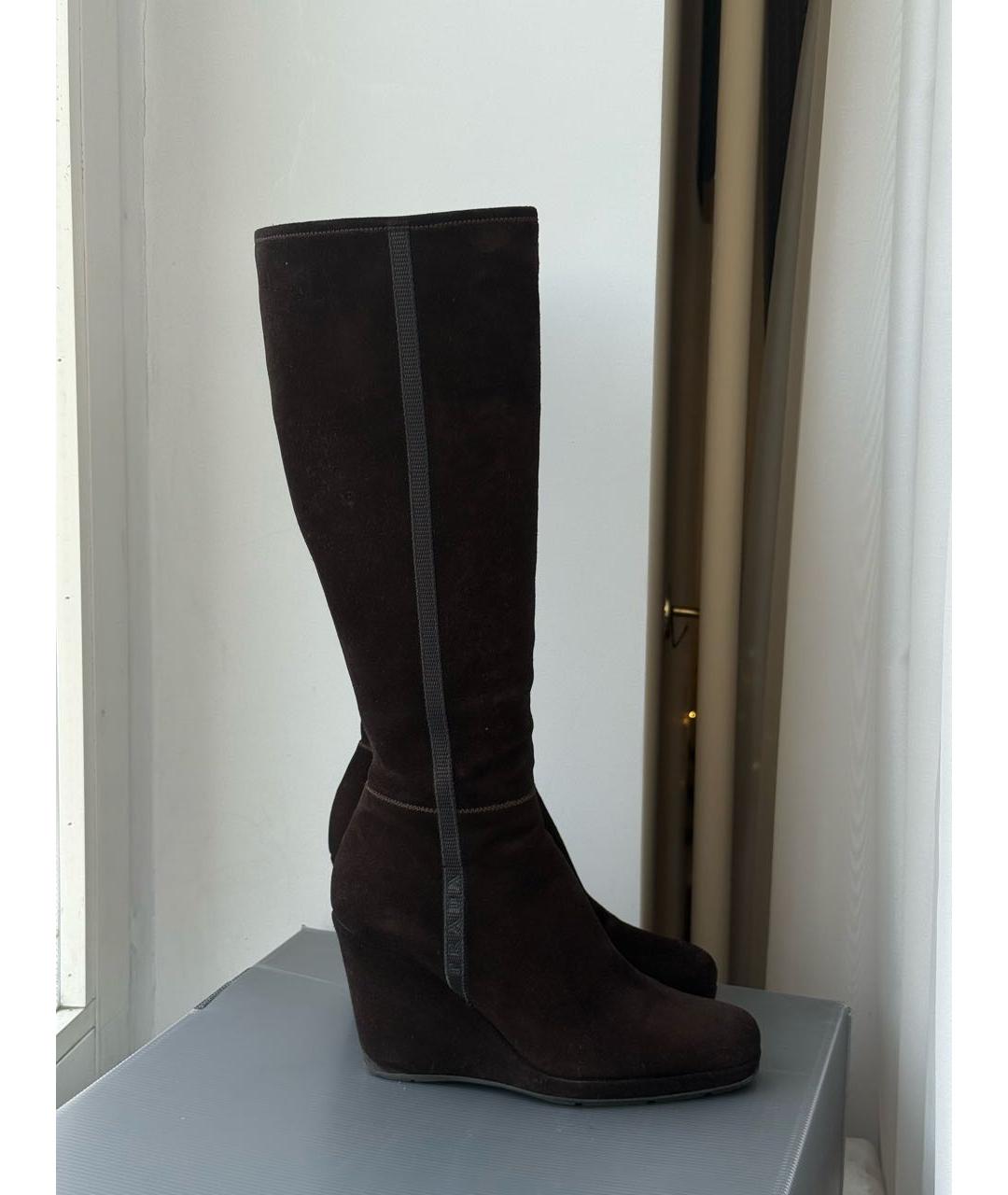 PRADA Коричневые замшевые сапоги, фото 9