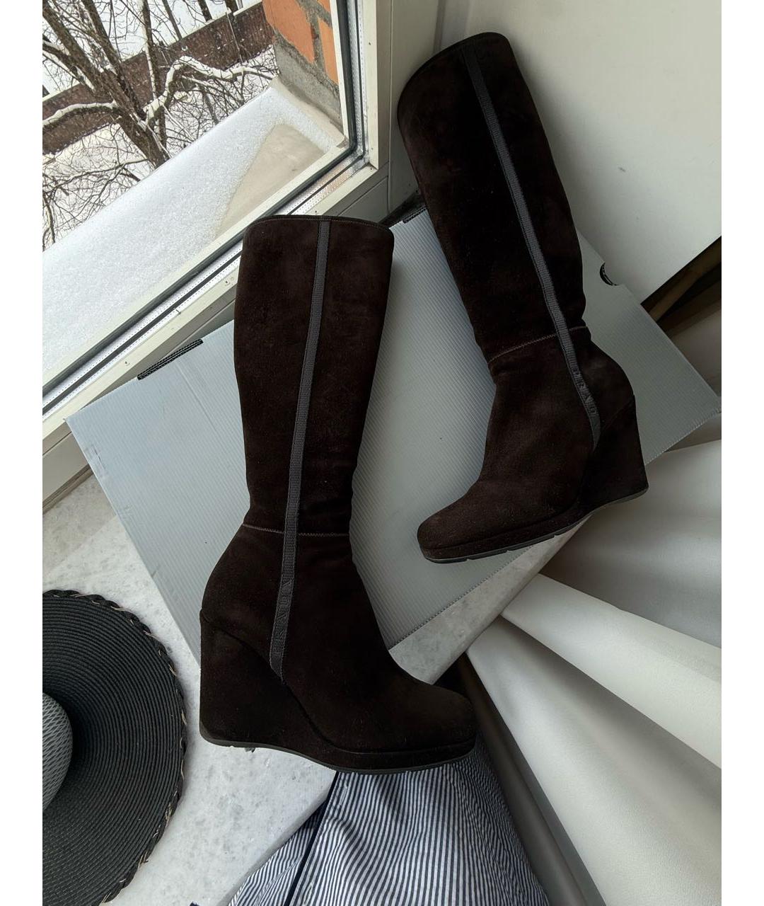 PRADA Коричневые замшевые сапоги, фото 3