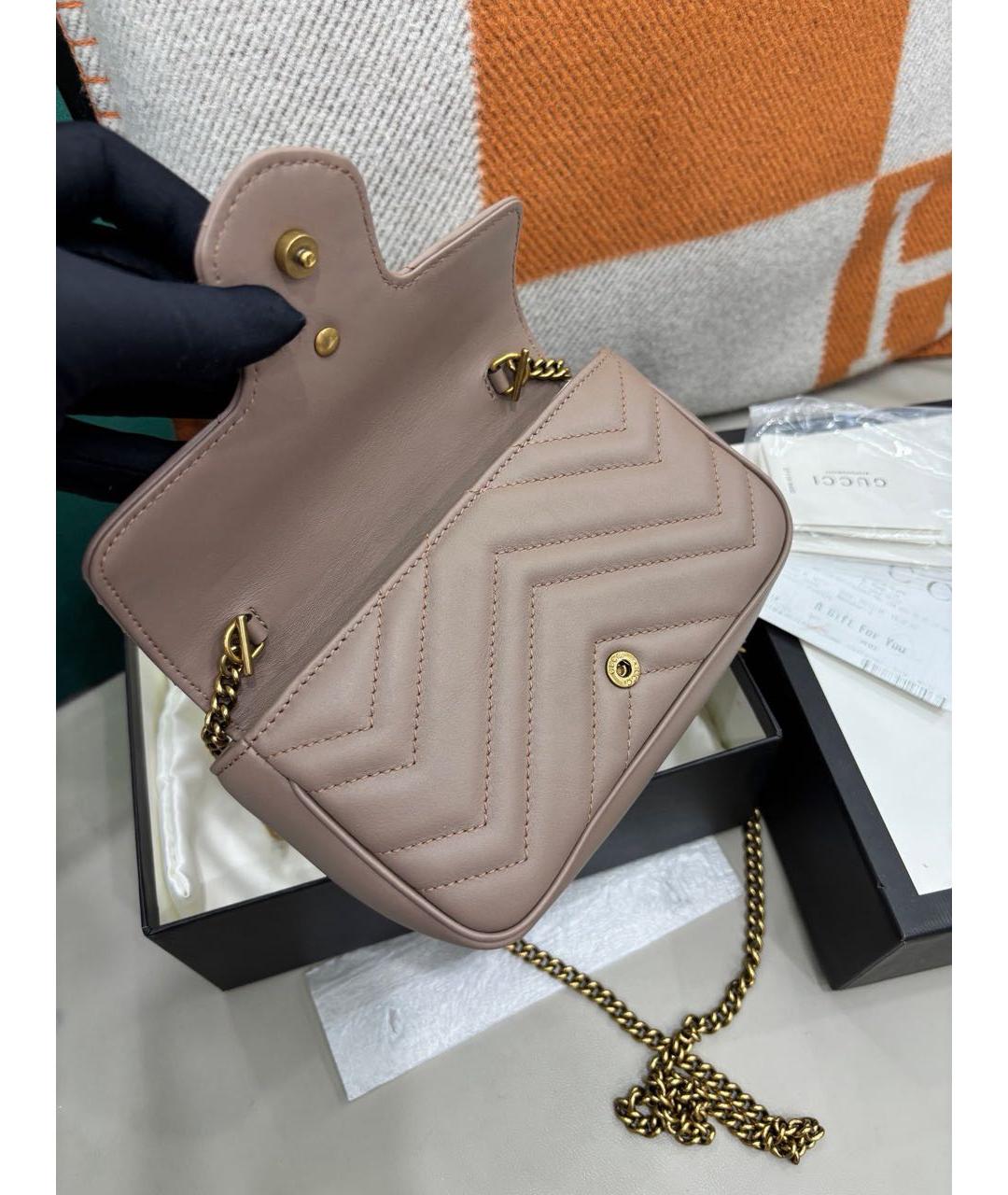 GUCCI Бежевая кожаная сумка через плечо, фото 6