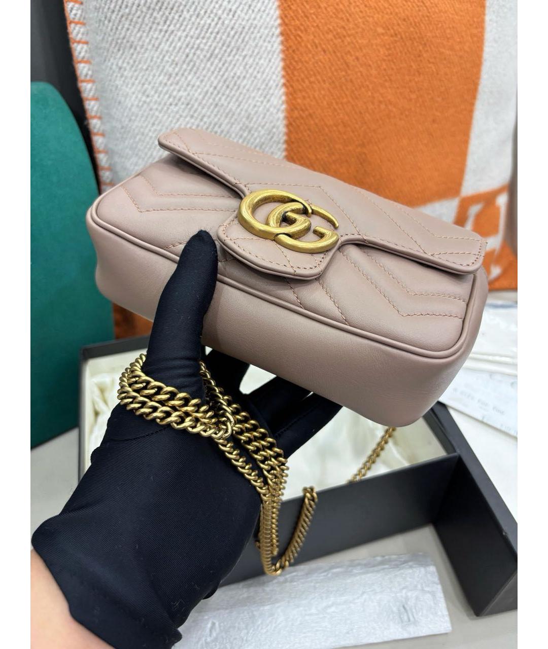 GUCCI Бежевая кожаная сумка через плечо, фото 5