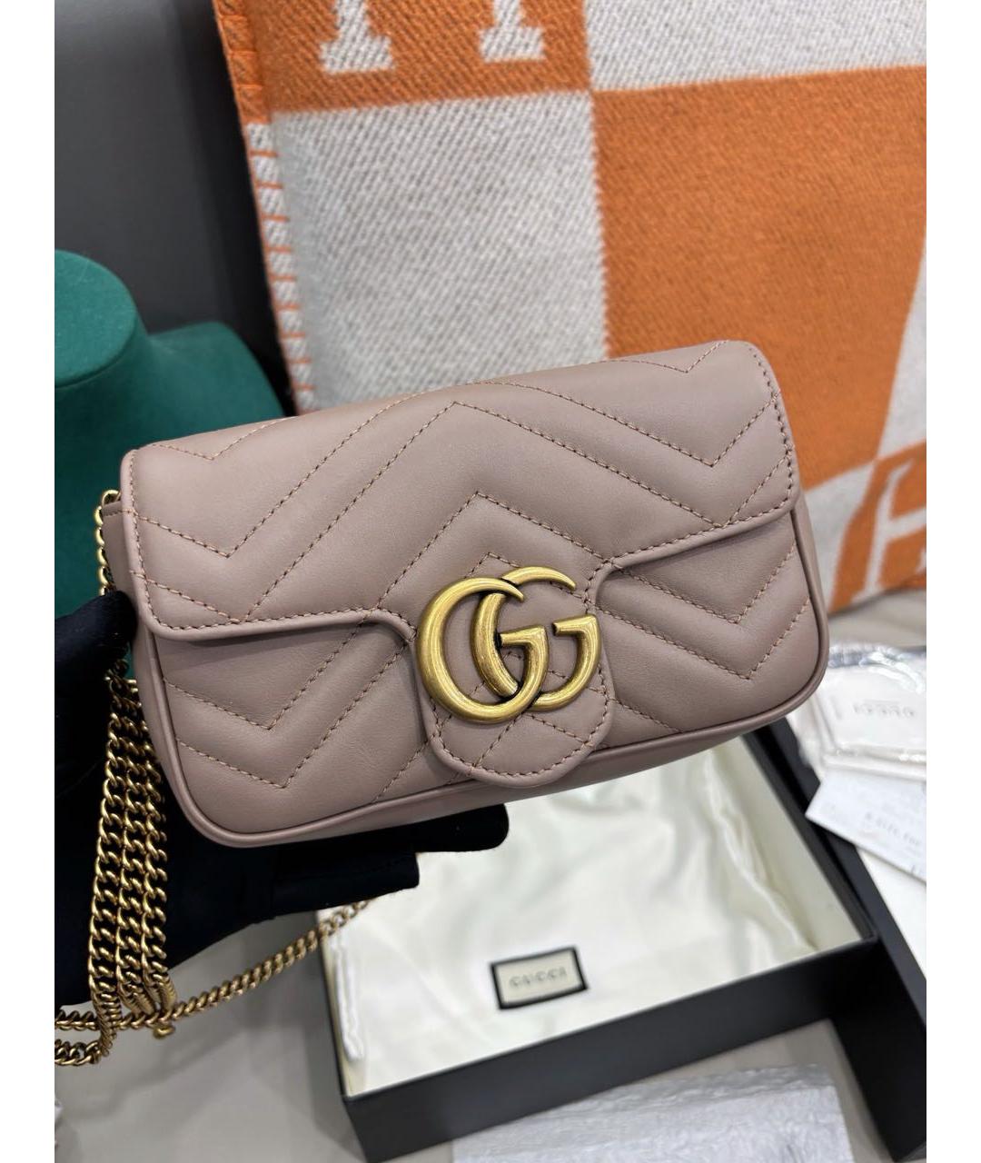 GUCCI Бежевая кожаная сумка через плечо, фото 2