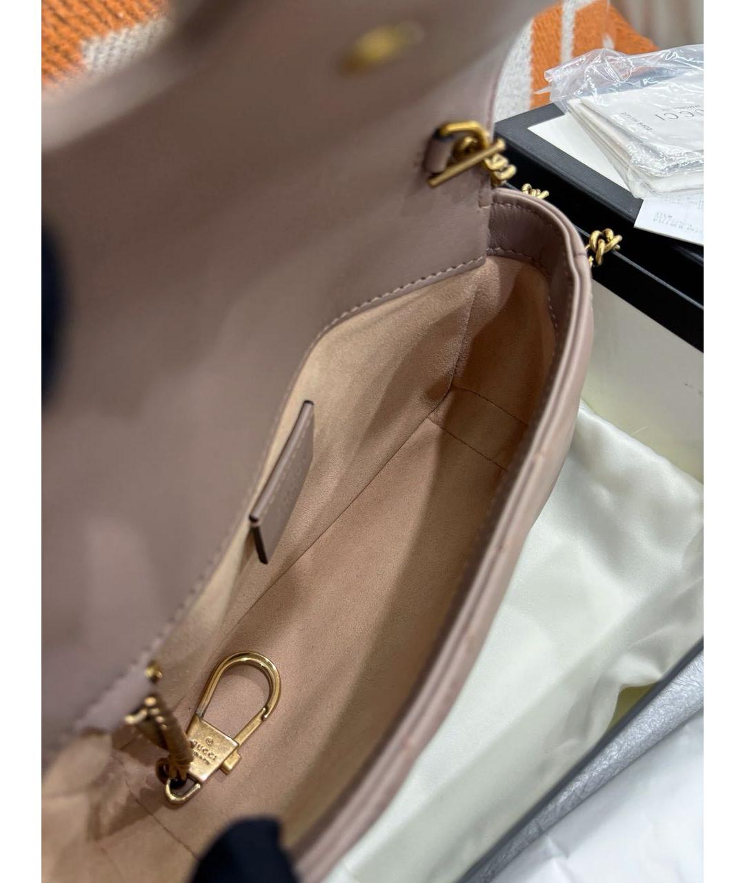 GUCCI Бежевая кожаная сумка через плечо, фото 7