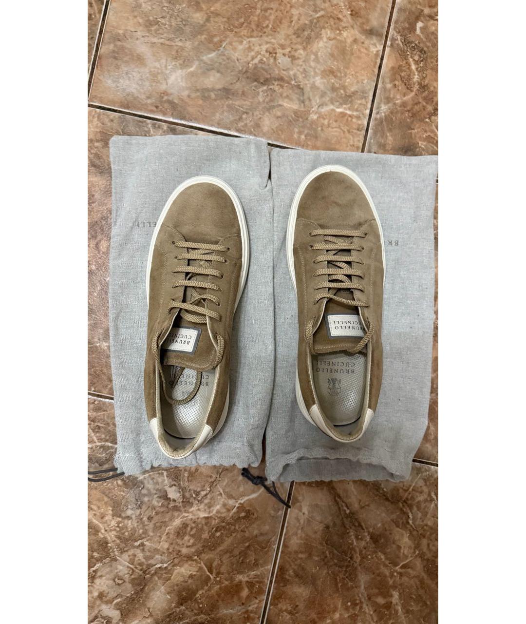 BRUNELLO CUCINELLI Бежевые замшевые низкие кроссовки / кеды, фото 3