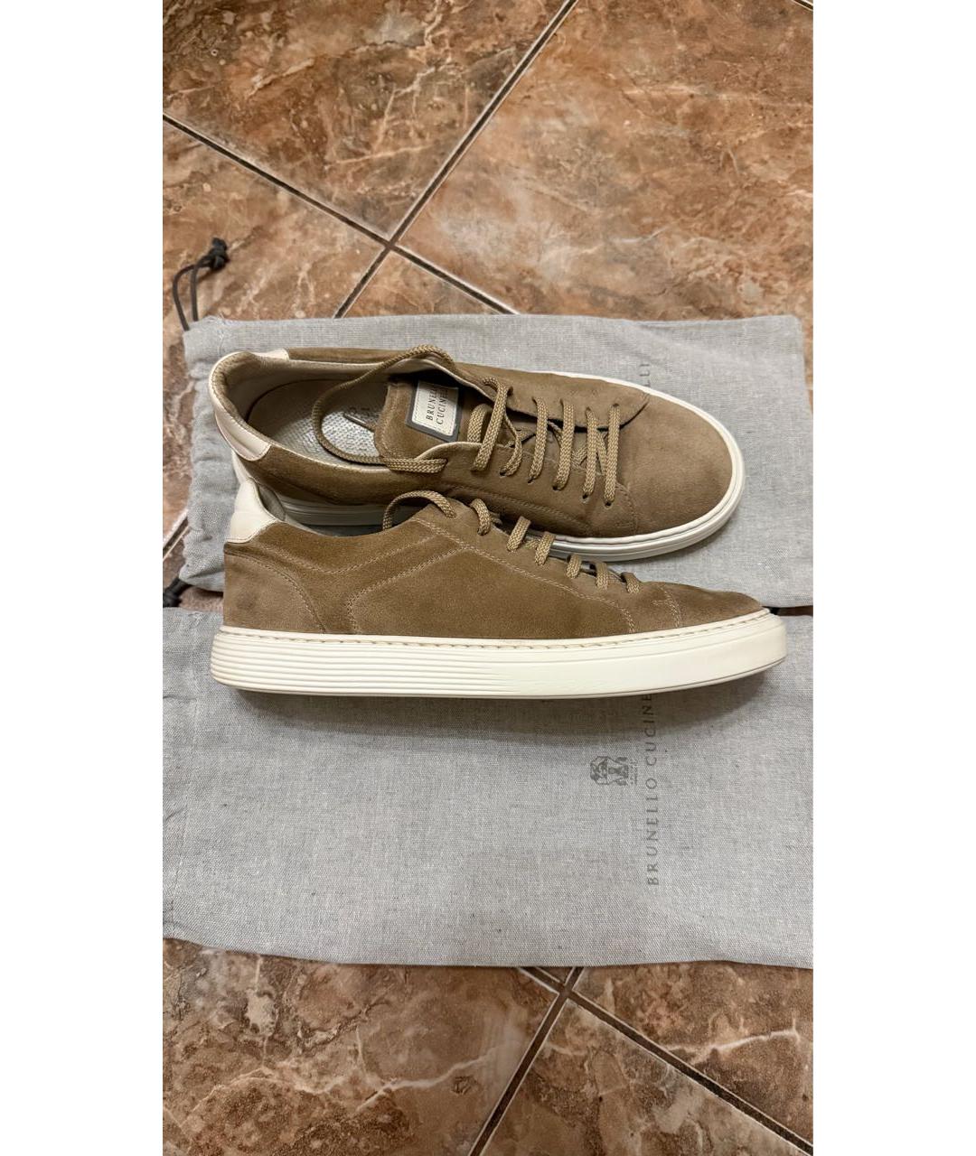 BRUNELLO CUCINELLI Бежевые замшевые низкие кроссовки / кеды, фото 8
