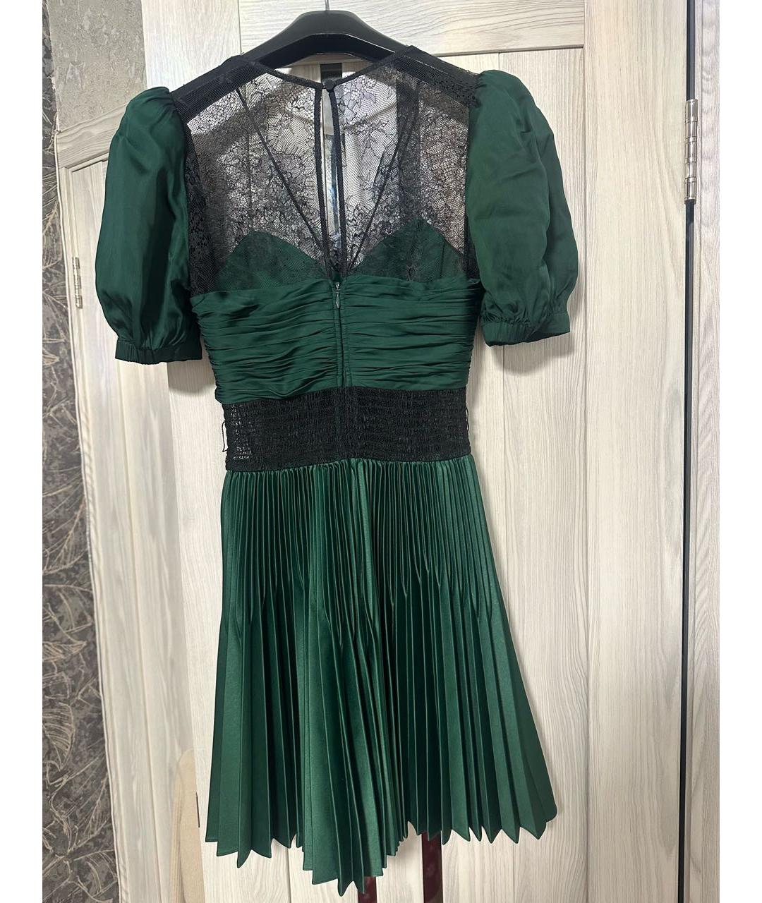 SELF-PORTRAIT Зеленые атласное коктейльное платье, фото 2