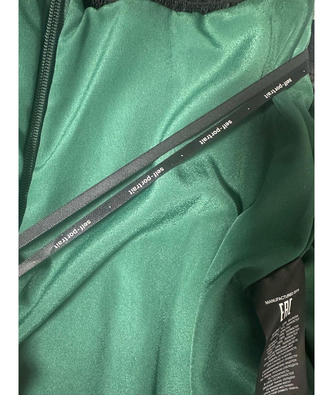 SELF-PORTRAIT Зеленые атласное коктейльное платье, фото 7