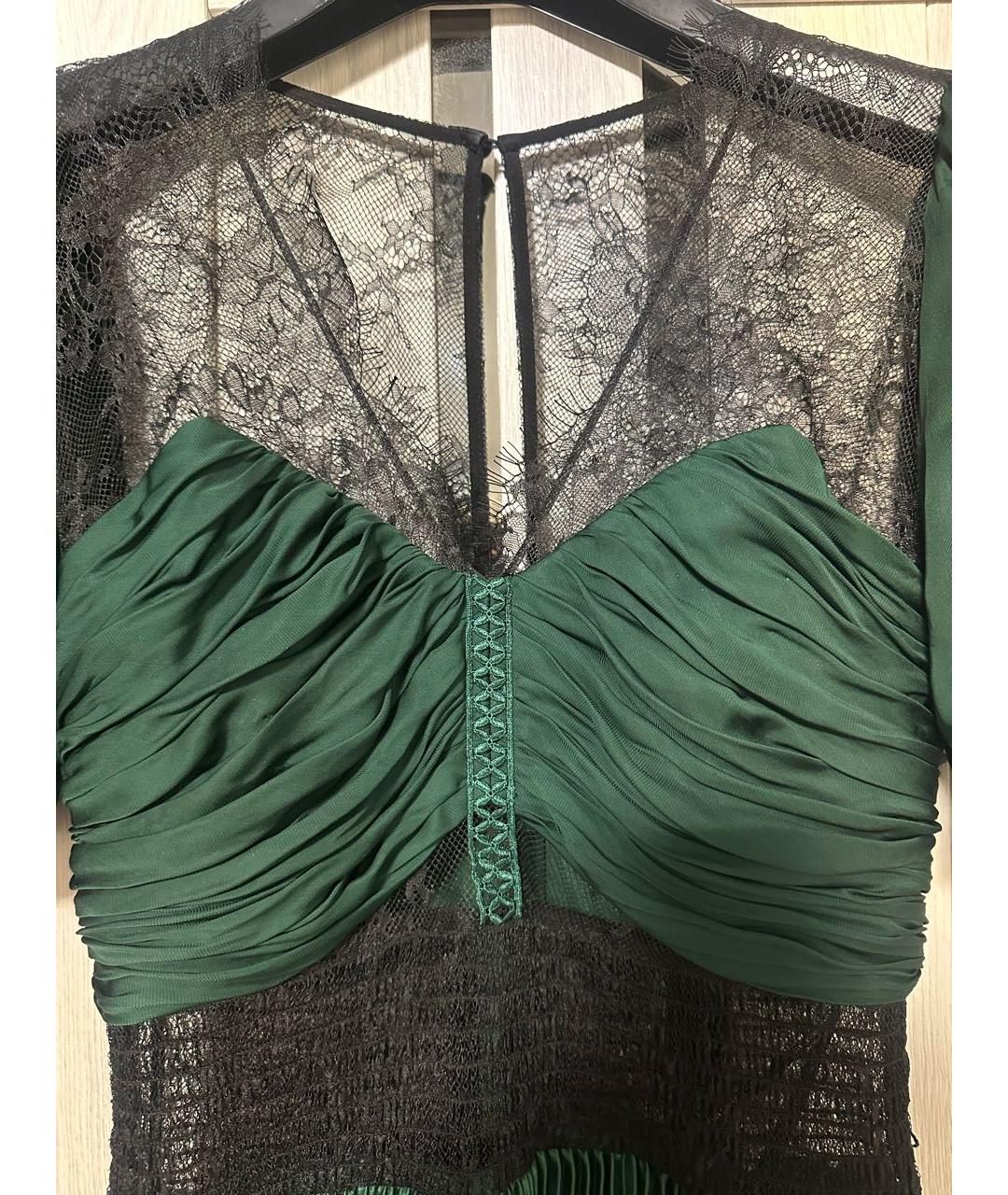 SELF-PORTRAIT Зеленые атласное коктейльное платье, фото 4