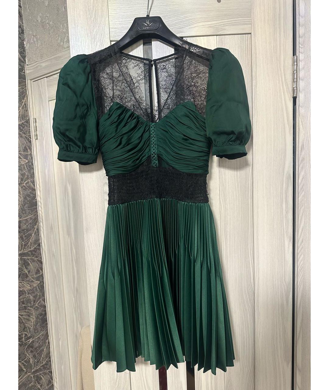 SELF-PORTRAIT Зеленые атласное коктейльное платье, фото 8