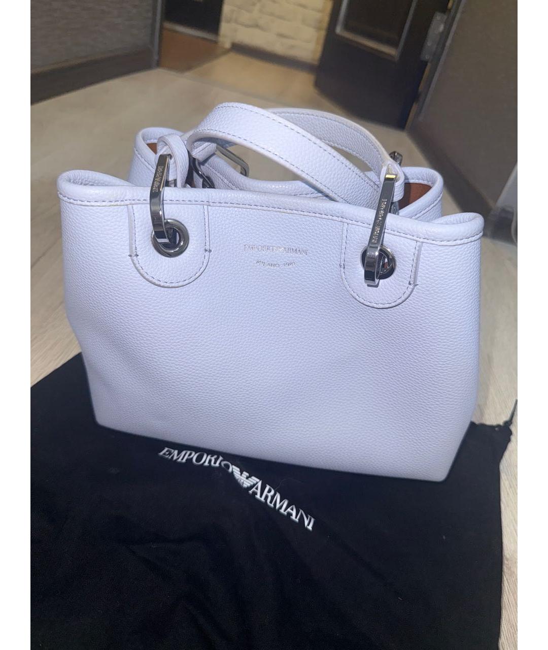 EMPORIO ARMANI Фиолетовая кожаная сумка тоут, фото 4