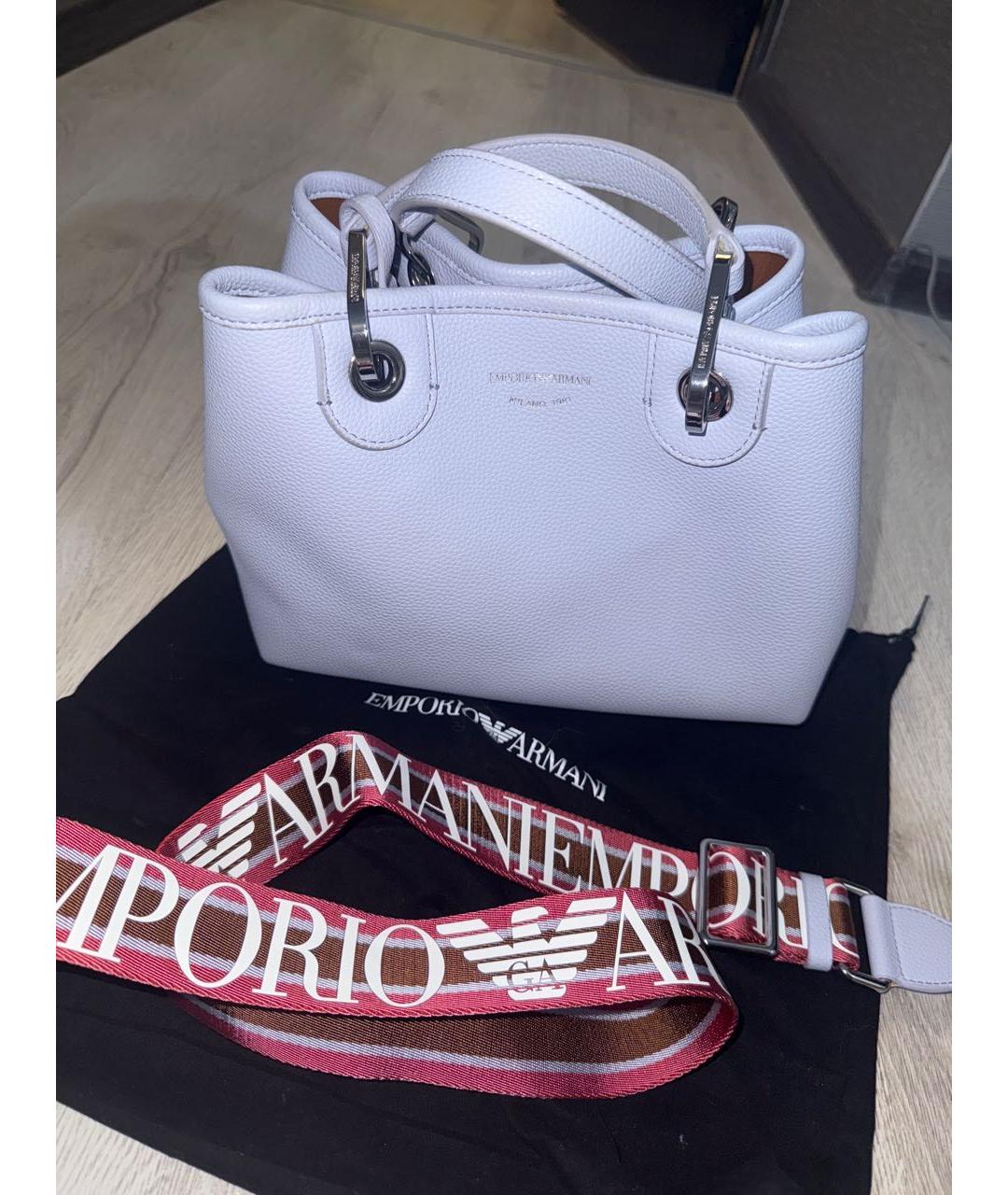 EMPORIO ARMANI Фиолетовая кожаная сумка тоут, фото 3