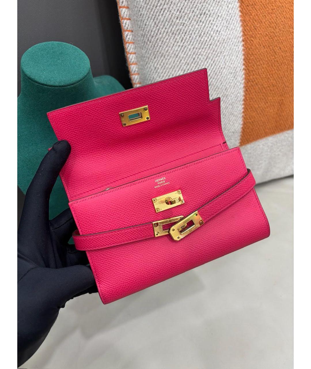 HERMES Розовый кожаный кошелек, фото 5